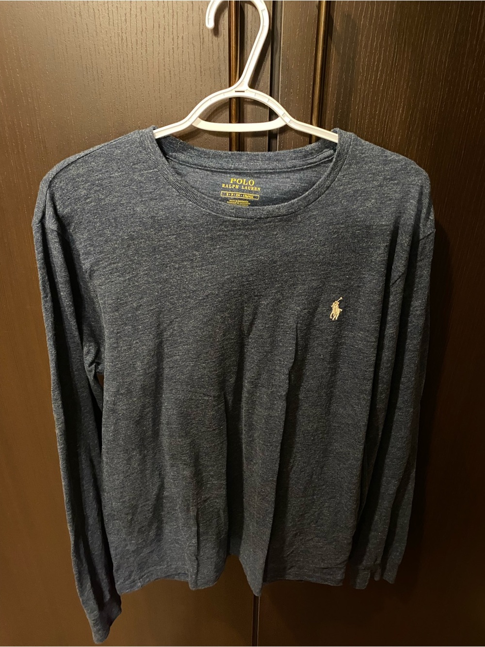 Polo by Ralph Lauren Long-Sleeve Crewneck Shirt - Navy Heather with Yellow Pony